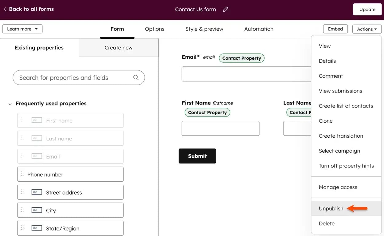 forms-unpublish-form-legacy-editor